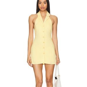 Revolve Yellow Backless Halter Slip Dress